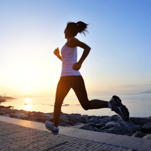 Woman running on beach